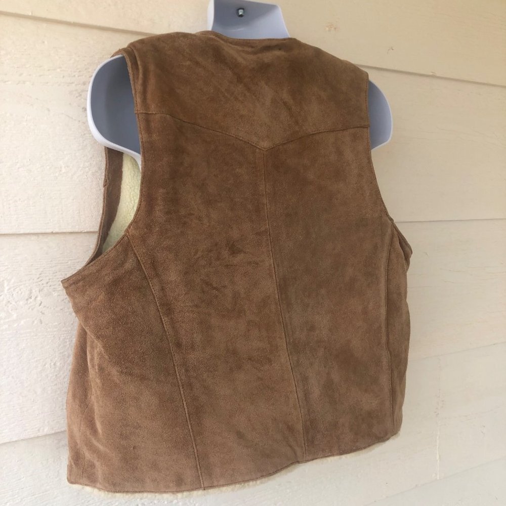 Adler Leather Manufacturing Co Vintage Size 42 Suede Sherpa Lined Vest Jacket - Picture 6 of 15